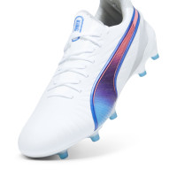 PUMA King Ultimate Grass/Artificial Grass Football Shoes (MG) Women's White Blue Light Pink