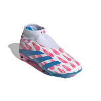 adidas Predator League Laceless Grass Football Shoes (FG) Kids White Pink Blue