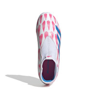 adidas Predator League Laceless Grass Football Shoes (FG) Kids White Pink Blue