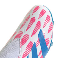 adidas Predator League Laceless Grass Football Shoes (FG) Kids White Pink Blue