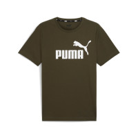 PUMA Essentials Logo T-Shirt Dark Olive Green White