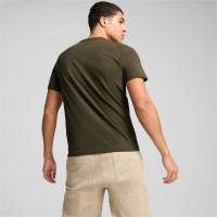 PUMA Essentials Logo T-Shirt Dark Olive Green White