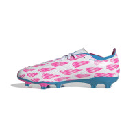 adidas Predator League Gras Football Shoes (FG) White Pink Blue