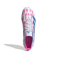adidas Predator League Gras Football Shoes (FG) White Pink Blue