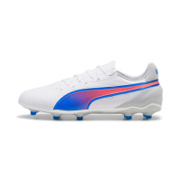 PUMA King Match Grass/Artificial Grass Football Shoes (MG) White Blue Light Pink