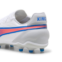PUMA King Match Grass/Artificial Grass Football Shoes (MG) White Blue Light Pink