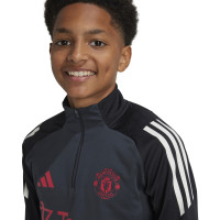 adidas Manchester United Training sweater 1/4-Zip European 2024-2025 Kids Dark Grey Black Red White