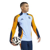 adidas Real Madrid Training sweater 1/4-Zip 2024-2025 Light Blue Dark Blue Orange