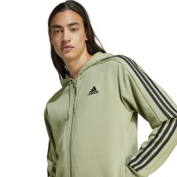 adidas Essentials Fleece Jogging Suit Full-Zip Hooded Olive Green Black