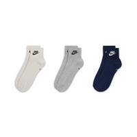 Nike Everyday Essential Sportsokken Halfhoog 3-Pack Beige Grijs Donkerblauw