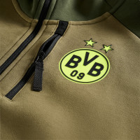 PUMA Borussia Dortmund Pumatech Full-Zip Tracksuit 2024-2025 Dark Green Olive Green Yellow
