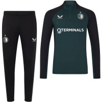 Castore Feyenoord Trainingspak 1/4-Zip 2024-2025 Donkergroen Zwart
