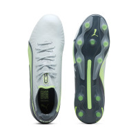 PUMA King Ultimate Grass/Artificial Grass Football Shoes (MG) Light Grey Dark Grey Light Green
