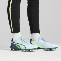 PUMA King Ultimate Grass/Artificial Grass Football Shoes (MG) Light Grey Dark Grey Light Green