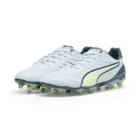 PUMA King Pro Grass/Artificial Grass Football Shoes (MG) Light Grey Dark Grey Light Green