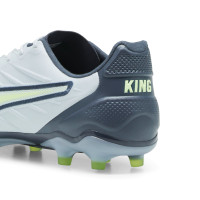 PUMA King Pro Grass/Artificial Grass Football Shoes (MG) Light Grey Dark Grey Light Green