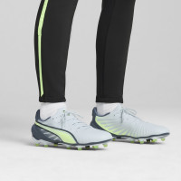 PUMA King Match Grass/Artificial Grass Football Shoes (MG) Light Grey Dark Grey Light Green