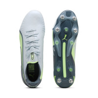 PUMA King Ultimate Iron Nop Football Shoes (SG) Light Grey Dark Grey Light Green