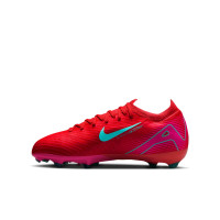 Nike Zoom Mercurial Vapor 16 Pro Gras Voetbalschoenen (FG) Kids Rood Turquoise Roze