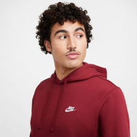 Nike Sportswear Club Fleece Hoodie Dark Red White