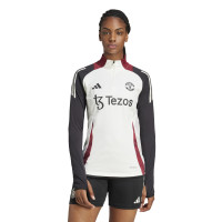 adidas Manchester United Trainingstrui 1/4-Zip 2024-2025 Dames Wit Zwart Rood