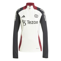 adidas Manchester United Trainingstrui 1/4-Zip 2024-2025 Dames Wit Zwart Rood