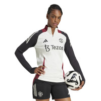 adidas Manchester United Trainingstrui 1/4-Zip 2024-2025 Dames Wit Zwart Rood