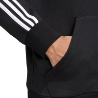 adidas Essentials 3S Fleece Hoodie Full Zip Zwart Wit