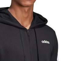 adidas Essentials 3S Fleece Hoodie Full Zip Zwart Wit
