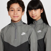 Nike Sportswear Woven Tracksuit 1/4-Zip Kids Grey Black White