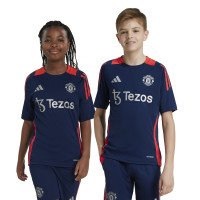 adidas Manchester United Training Shirt 2024-2025 Kids Dark Blue Red Silver