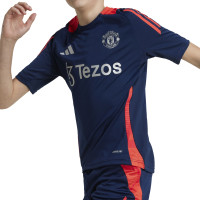 adidas Manchester United Training Shirt 2024-2025 Kids Dark Blue Red Silver