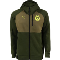 PUMA Borussia Dortmund Pumatech Full-Zip Tracksuit 2024-2025 Dark Green Olive Green Yellow