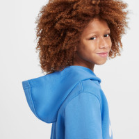 Nike Sportswear Club Big Logo Fleece Hoodie Kids Blue White
