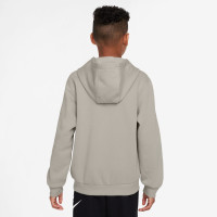 Nike Sportswear Club Big Logo Fleece Hoodie Tracksuit Kids Grey White