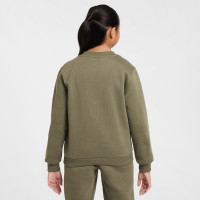 Nike Sportswear Club Fleece Crew Sweater Kids Olijfgroen Wit