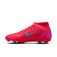 Nike Mercurial Superfly 10 Club Grass/Artificial Grass Football Shoes (MG) Red Turquoise Pink