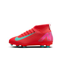 Nike Mercurial Superfly 10 Club Grass/Artificial Grass Football Shoes (MG) Kids Red Turquoise Pink