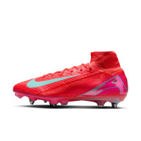 Nike Zoom Mercurial Superfly 10 Elite Iron Stud Football Shoes (SG) Red Turquoise Pink