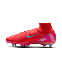 Nike Zoom Mercurial Superfly 10 Elite Iron Stud Football Shoes (SG) Red Turquoise Pink