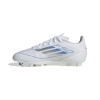 adidas F50 League Grass/Artificial Grass Football Shoes (MG) Kids White Blue Silver