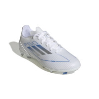 adidas F50 League Grass/Artificial Grass Football Shoes (MG) Kids White Blue Silver