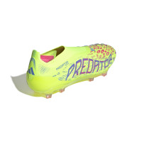 adidas Predator Elite Laceless Grass Football Shoes (FG) Neon Yellow Blue Pink