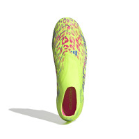 adidas Predator Elite Laceless Grass Football Shoes (FG) Neon Yellow Blue Pink