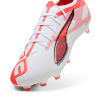 PUMA Ultra 5 Match Grass/Artificial Grass Football Shoes (MG) White Black Red