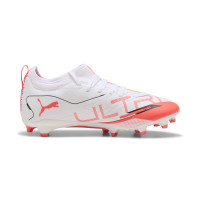 PUMA Ultra 5 Match Grass/Artificial Grass Football Shoes (MG) Kids White Black Red