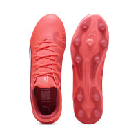 PUMA King Match Grass/Artificial Grass Football Shoes (MG) Red White