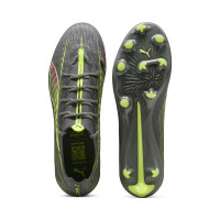 PUMA Ultra 5 Pro Grass/Artificial Grass Football Boots (MG) Dark Grey Yellow Pink