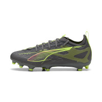 PUMA Ultra 5 Pro Grass/Artificial Grass Football Boots (MG) Kids Dark Grey Yellow Pink