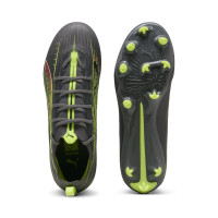 PUMA Ultra 5 Pro Grass/Artificial Grass Football Boots (MG) Kids Dark Grey Yellow Pink
